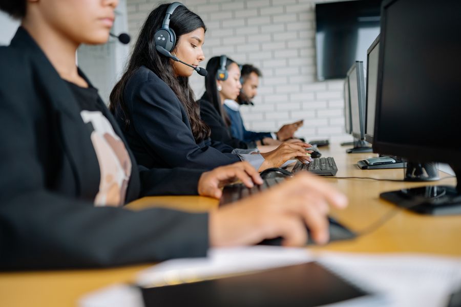 Customer service team at work
